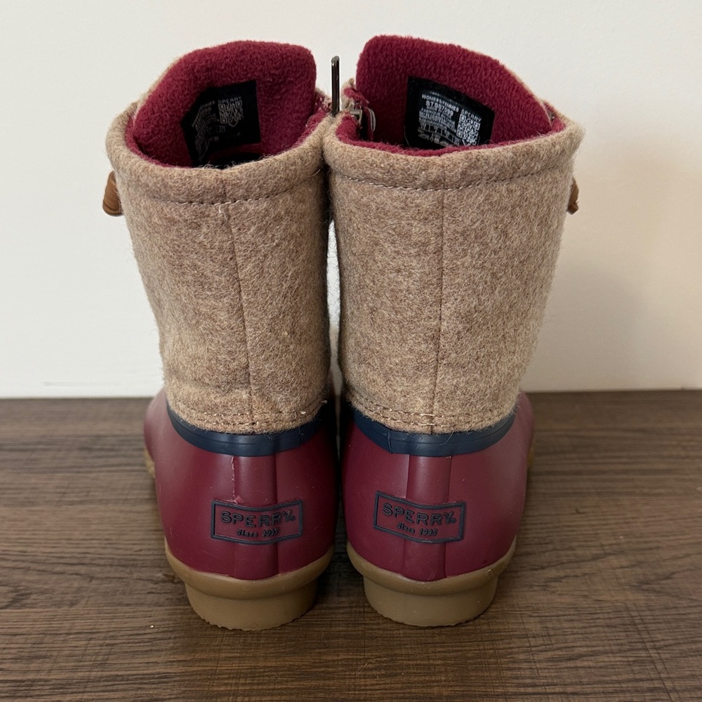 Sperry Burgundy and Beige Duck Boots - Picture 2 of 6